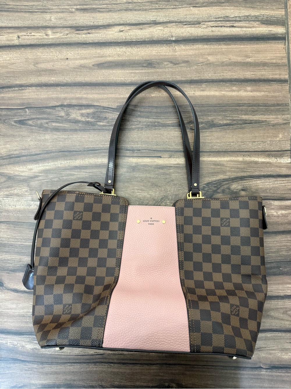 Louis Vuitton Damier Ebene Tote with Pink Center Panel - Picture 3 of 15